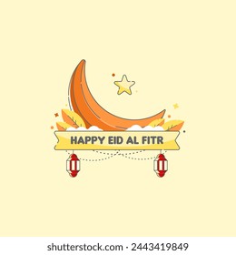 eid mubarak vector with crescent moon concept. eid vector. vector illustration. Can be used for Eid, religious and business events