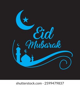 Eid Mubarak vector design black and blue