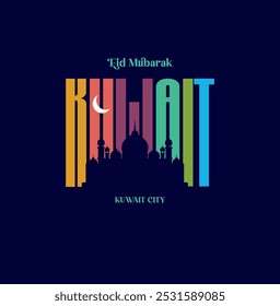 Eid Mubarak Vektordesign Grußkartenvorlage mit Tippwunsch Eid Mubarak für Kuwait und muslimische Menschen