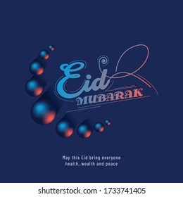 Eid Mubarak Vektor-Design mit realistischer Form isoliert auf blauem Hintergrund