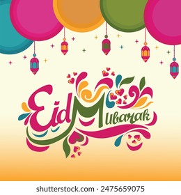 Eid mubarak vector design, Social media post , and wishes for muslims, Eid mubarak.