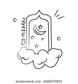 Eid mubarak vector design in trendy style, download this premium icon