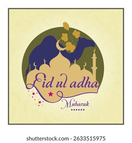 Eid Mubarak vector holy Islamic social media post design using an Edul Adha background. Spread Adha Mubarak vibes with Eid Al Adha visuals on your social media with Islamic grace.