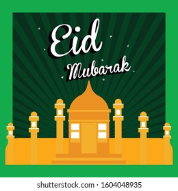 
Eid mubarak vector illustration combination mosqueu