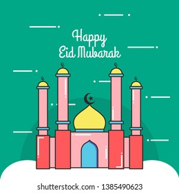 Eid Mubarak Vector Illustration Design for Poster, Greeting Card and Another Purpose