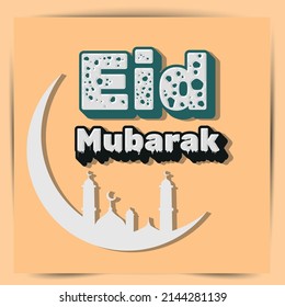 Eid Mubarak Vector Illustration for greeting card,for social use, poster and banner.