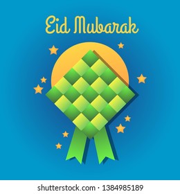 Eid Mubarak Vector Illustration With Ketupat for Greeting Card and Another Purpose