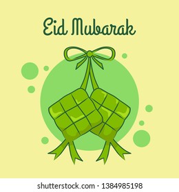 Eid Mubarak Vector Illustration With Ketupat for Greeting Card and Another Purpose