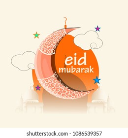Eid Mubarak, vector illustration of eid mubarak, muslim traditional holiday. Typographical design Eid Mubarak, vector illustration of eid mubarak, muslim traditional holiday. Typographical design