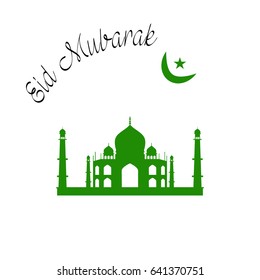 Eid Mubarak Vector Illustration with text  for an Islamic Muslim festival