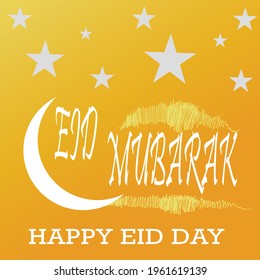 Eid Mubarak vector illustration. Yellow and orange color background.