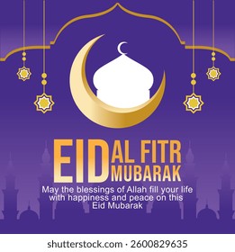 Eid Mubarak Vector image, Greeting Card minimalist Eid Mubarak Background Vector