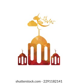 Eid Mubarak vector logo design. Ramadan Kareem vector logo design Yellow orange type template