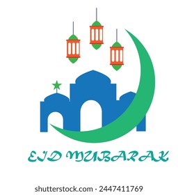 Eid Mubarak vector minimalist clip art or logo