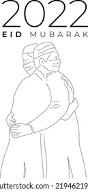 Eid Mubarak Vektor_ Die Umarmung zweier muslimischer Männer