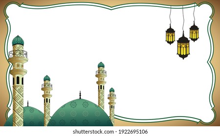 eid mubarak wallpaper vector illustration template with green mosque dome