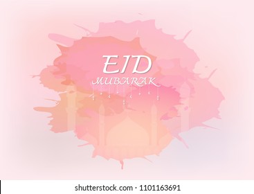 Eid mubarak watercolor background. Vector illustration.