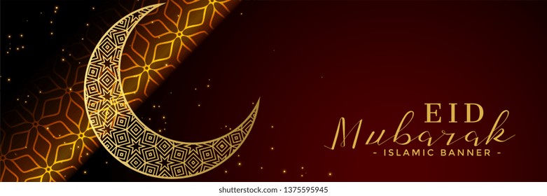 eid mubarak web banner or header with decorative moon