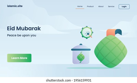 eid mubarak para aterrizaje de plantillas de sitio web o diseño de página de inicio