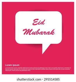 Eid Mubarak White speech bubble on Pink background