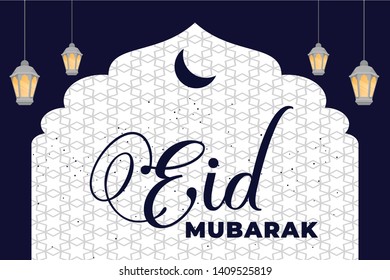 Eid Mubarak wishes greeting card design image vector