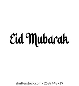 Eid Mubarak writing on white background. white background vector illustration.