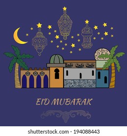 Eid Mubarak.Greeting card.