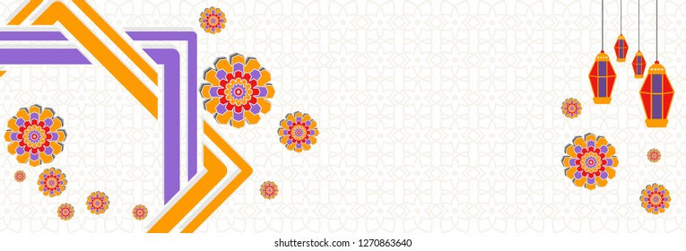 Eid Mubarak.Islamic festival media social banner.arabic header or footer template design