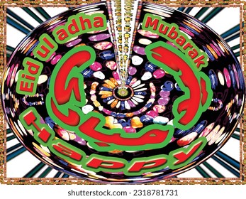 Eid mubark 3d words is an isolated multicolor feast vector design ,great for muslim religious festival eid day congratulation card ,decoration and to convey romantic feeling to lovely friend