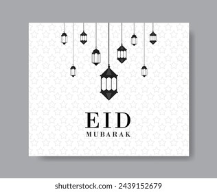 Plantilla de fondo islámico de Eid Mubarak, diseño de plantilla de Eid Al Fitr, Día Santo para los musulmanes, fondo de saludo, plantilla de eid Mubarak