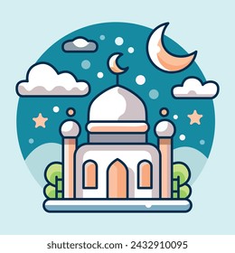 Eid Mubarok Islamische Moschee Hintergrund Vorlage Vektor-Illustration