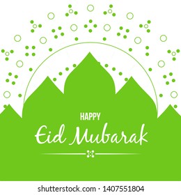 eid mubarok with mosque template islamic greeting card vector