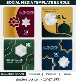 Eid Mubarok Social Media Post template design for e-commerce sale promo discount. Can use for advertisement, social media post, web design, gift card, coupon, flyer, poster, and promotion.