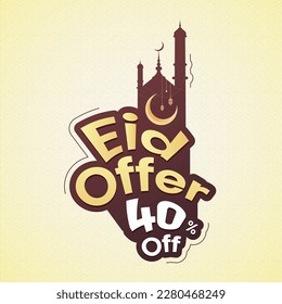 Eid Offer 10%, 20%, 30%, 40%, 50%, 60%, 70%, 80%, 90% Off tags. Sale badges template. Sale offer price sign. Special offer symbol. Discount promotion. Discount badge shape. Vector