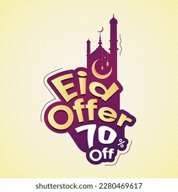 Eid Offer 10%, 20%, 30%, 40%, 50%, 60%, 70%, 80%, 90% Off tags. Sale badges template. Sale offer price sign. Special offer symbol. Discount promotion. Discount badge shape. Vector