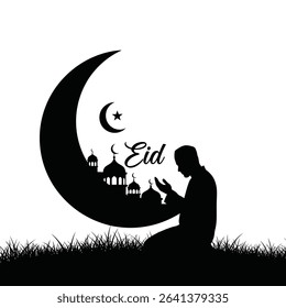 Eid Prayer Silhouette: Person Offering Salah in Peaceful Solitude