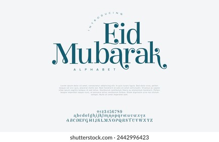 Eid premium luxury arabic alphabet letters and numbers. Elegant islamic typography ramadan wedding serif font decorative vintage. Creative vector illustration