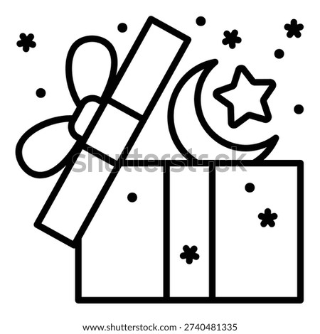 Eid or Ramadan gift icon with moon and star