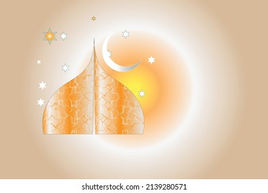 Eid- oder Ramadan-Grüße mit Moschee, Mond und Stern 