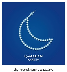 eid and ramadan kareem islamic design crescent moon illustration with tasbih svg