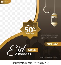 Eid and Ramadan sale social media post template banners editable vector illustration