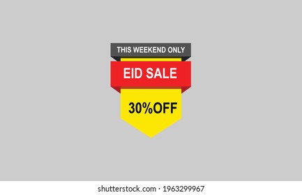 Eid sale banner, 30% off. Vector illustration