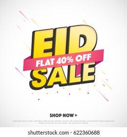 Eid Sale with flat 40% Off, Can be used as sale and discount poster, banner or flyer design.