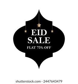 Eid Sale Flat 75% Off, Eid sale label banner sticker badge template design, Eid sale logo, Eid mubarak sale design template. special offer,75%off. 