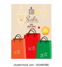 Eid Sale Flyer or Banner Vector design on the Muslim religious festival of Eid.