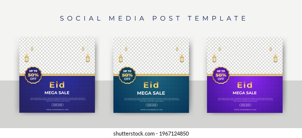 Eid Sale Modern social media post feed. Eid Sale creative vector social media post template collection. Perfect for social media post.
