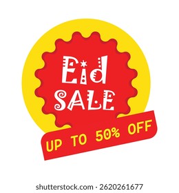 Eid Sale Offer – Up to 50% Off. Celebrate festive spirit with this vibrant promotional graphic. Perfect for eid shopping, discount offer, festive sale, special eid offer, business promotion marketing.