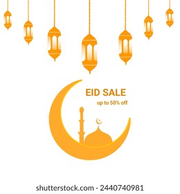 Eid sale offer poster flyer design shopping offer Islamic holiday, festival 