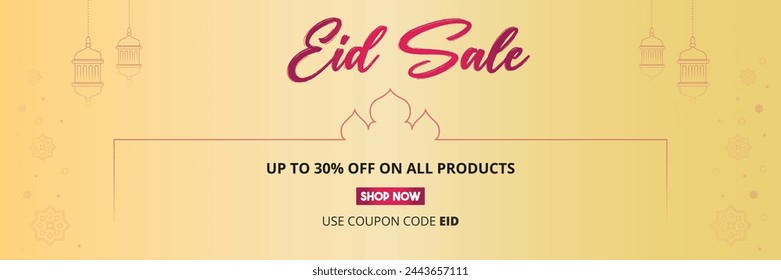 Eid Sale Offer, Upto 30% off.Vector Golgen Pink EPS Vector Editable File Minimal Design 