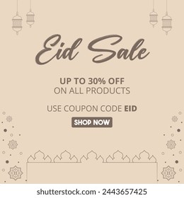 Eid Sale Offer, Upto 30% off. Light Color Vector EPS Vector Editable File Minimal Design 